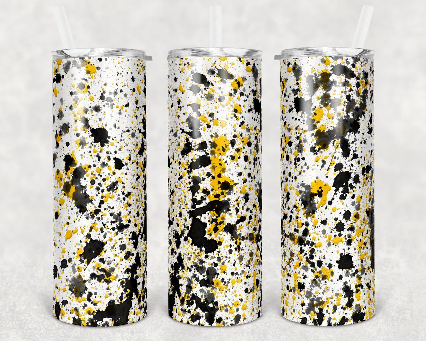 20 oz Skinny Tumbler Sublimation Design Template Yellow Black Power Wash Add School Logo Straight Warped Design