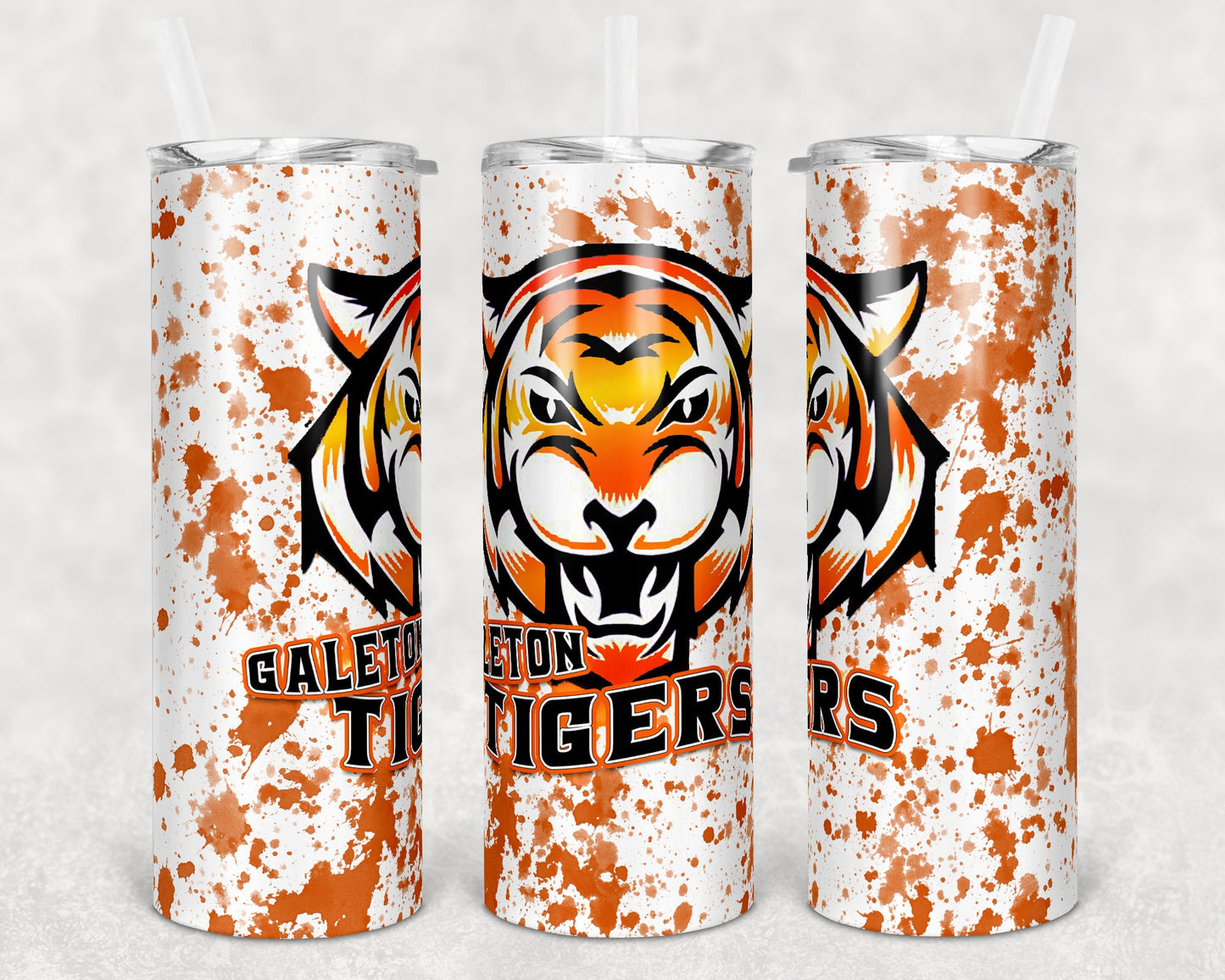 20 oz Skinny Tumbler Sublimation Design Template Tigers Power Wash School Logo Straight Warped Design