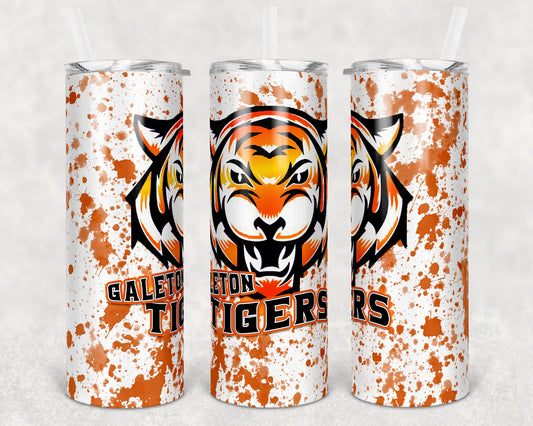 20 oz Skinny Tumbler Sublimation Design Template Tigers Power Wash School Logo Straight Warped Design