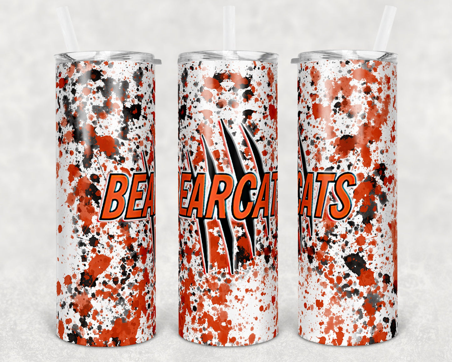 20 oz Skinny Tumbler Sublimation Design Template Bearcats Power Wash School Logo Straight Warped Design