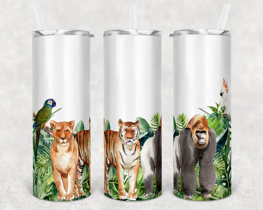 20 oz Skinny Tumbler Sublimation Design Template Zoo Large Animal Vet Animals 2 designs Straight