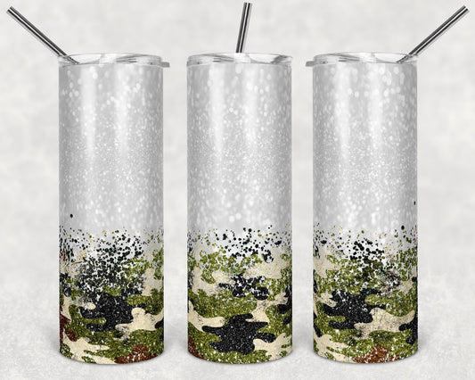 20 oz Skinny Tumbler Sublimation Design Template Camo Confetti Camoflauge Design