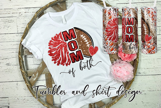 20 oz Skinny Tumbler Sublimation Template Milky Way Glitter Cheer Football Mom Straight and shirt Design tumblers