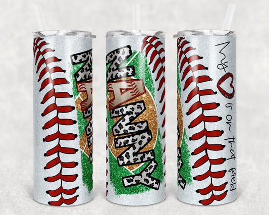 20 oz Skinny Tumbler Baseball Nanny Glitter Heart on Field Laces Sublimation Design Template Design