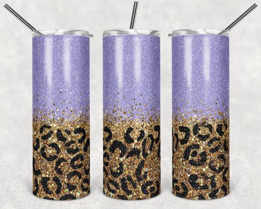 20 oz Skinny Tumbler Sublimation Design Template Lavender Black Gold Leopard Glitter Design Inst tumblers