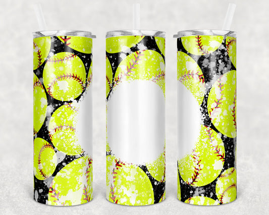 20 oz Skinny Tumbler Sublimation Template Power Wash Splatter Bleach Spot Spo Softball Straight Design tumblers