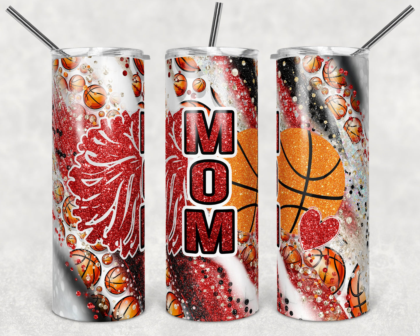 20 oz Skinny Tumbler Sublimation Template Milky Way Glitter Spo Basketball Mom Straight Design