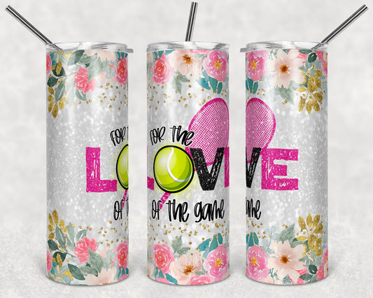 20 oz Skinny Tumbler Sublimation Template Floral Glitter Spo Tennis Straight Love of the Game Design tumblers