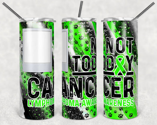 20 oz Skinny Tumbler Sublimation Milky Way Paw Print Lymphoma Awareness Cancer Lime Black Dog Straight Design