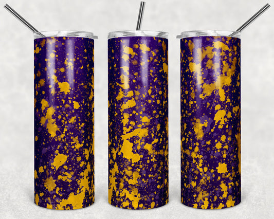 20 oz Skinny Tumbler Sublimation Design Template Purple Yellow Gold Power Wash Straight Warped Design