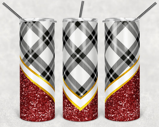 20 oz Skinny Tumbler Sublimation Design Template Glitter Plaid Chevron Christmas Colors Straight Design