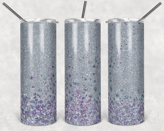20 oz Skinny Tumbler Sublimation Design Template Glitter Snowflake Winter Overlay Design