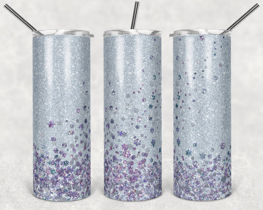 20 oz Skinny Tumbler Sublimation Design Template Glitter Snowflake Winter Overlay Design