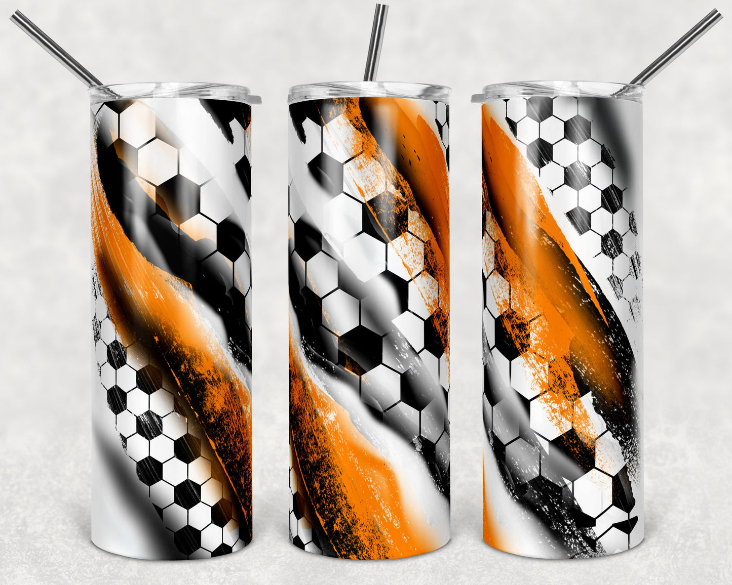 20 oz Skinny Tumbler Sublimation Template Milky Way Solid Orange Black Spo Soccer Straight Warped Design tumblers