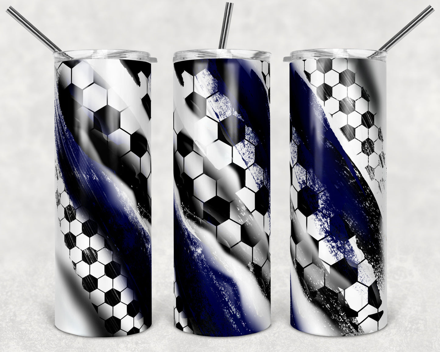 20 oz Skinny Tumbler Sublimation Template Milky Way Solid Navy Blue Black Spo Soccer Straight Design tumblers