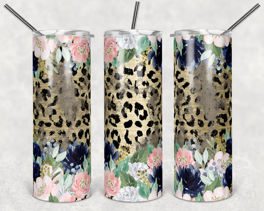 20 oz Skinny Tumbler Leopard Floral Burlap Grunge Blue Blush Gold Sublimation Design tumblers