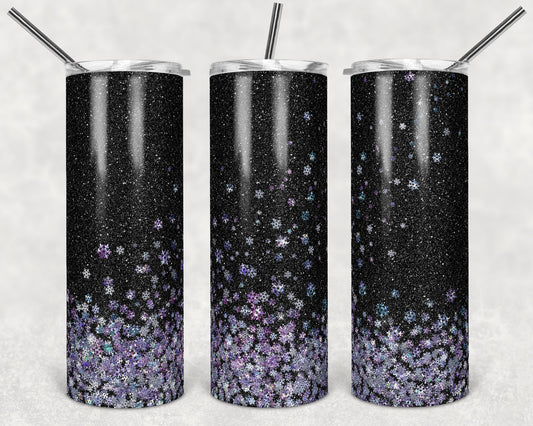 20 oz Skinny Tumbler Sublimation Design Template Glitter Snowflake Winter Overlay Design