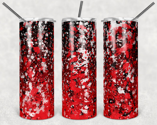20 oz Skinny Tumbler Sublimation Design Template Red Black White Power Wash Add School Logo Straight Warped Design