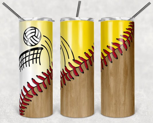 20 oz Skinny Tumbler Softball Volleyball Sublimation Design Print Transfer
