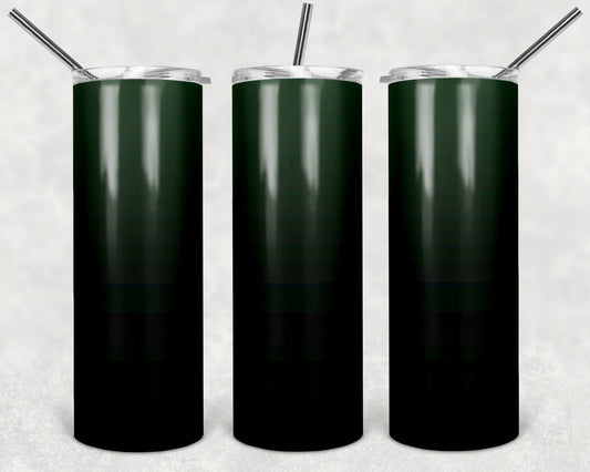 20 oz Skinny Tumbler Sublimation Ombre green black ombre Straight and Warped Design