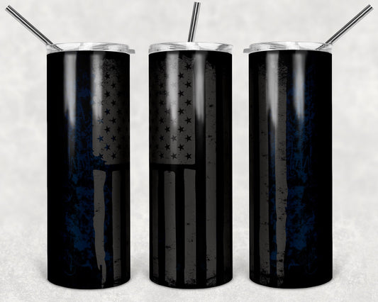 20 oz Skinny Tumbler Distressed Flag Gray Sublimation Design Print Transfer