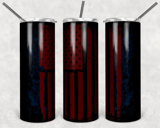 20 oz Skinny Tumbler Distressed Flag Red Sublimation Design Print Transfer