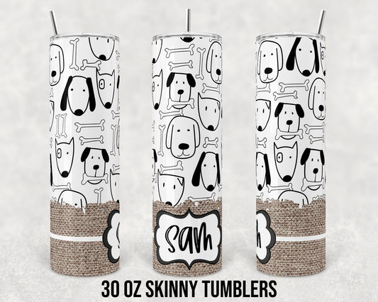 30 oz Skinny Tumbler Sublimation Many Dogs Burlap Name Plate Template Straight for 30 oz skinny tumblers