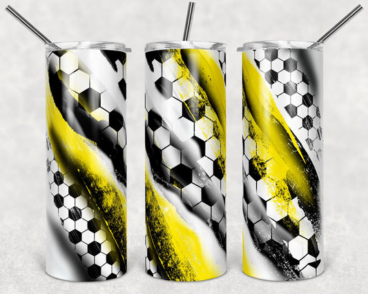 20 oz Skinny Tumbler Sublimation Template Milky Way Solid Yellow Black Spo Soccer Straight Warped Design tumblers