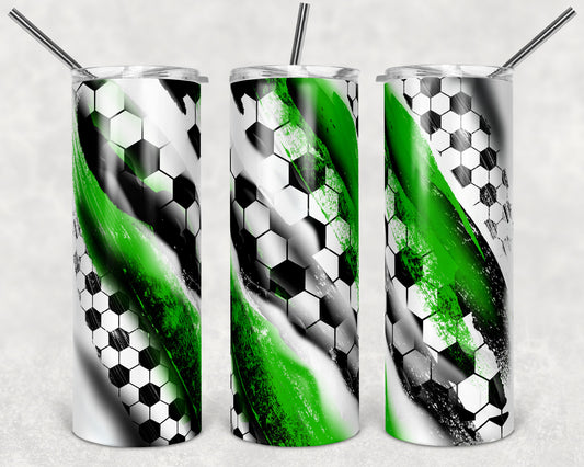 20 oz Skinny Tumbler Sublimation Template Milky Way Solid Green Black Spo Soccer Straight Design tumblers