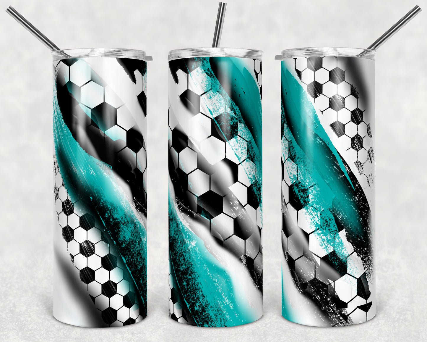 20 oz Skinny Tumbler Sublimation Template Milky Way Solid Teal Black Spo Soccer Straight Design tumblers