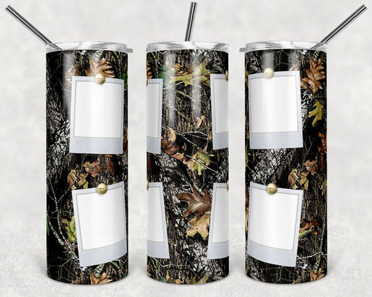 20 oz Skinny Tumbler Frame Camo Picture Real Tree 4 Picture Sublimation Design tumblers