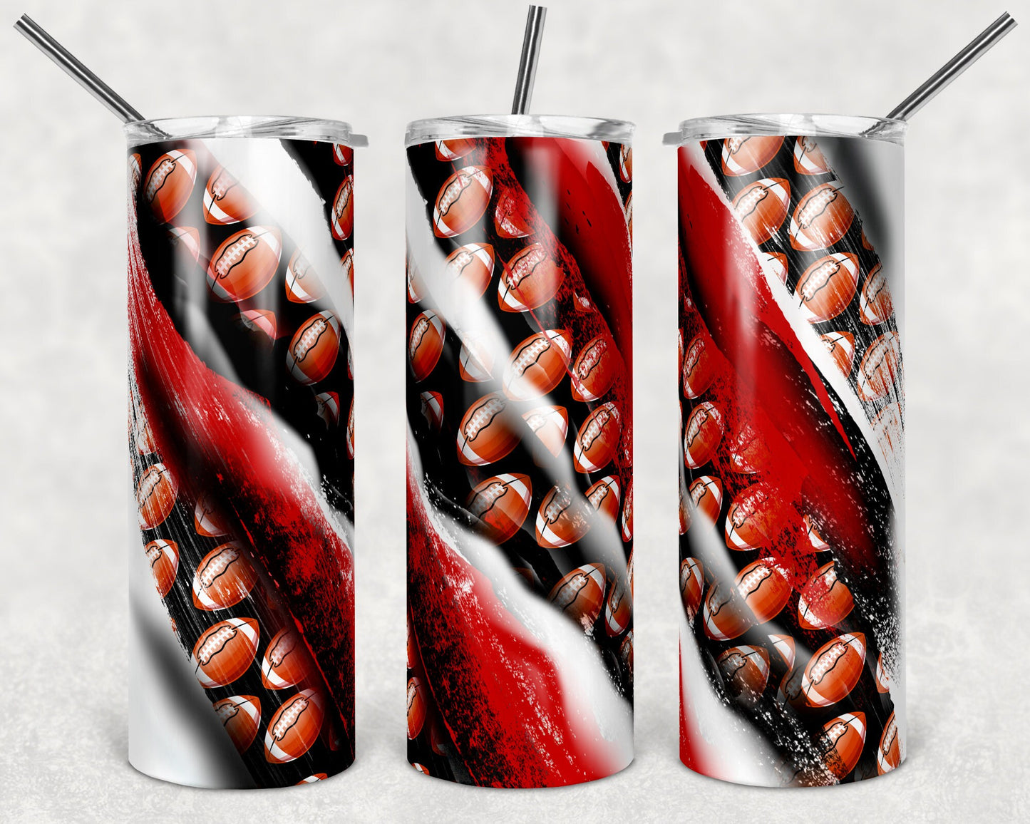 20 oz Skinny Tumbler Sublimation Template Milky Way Solid Football Straight Design