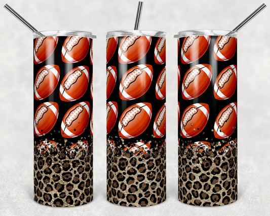 20 oz Skinny Tumbler Blank Leopard Gold Confetti Spo Football Sublimation Design