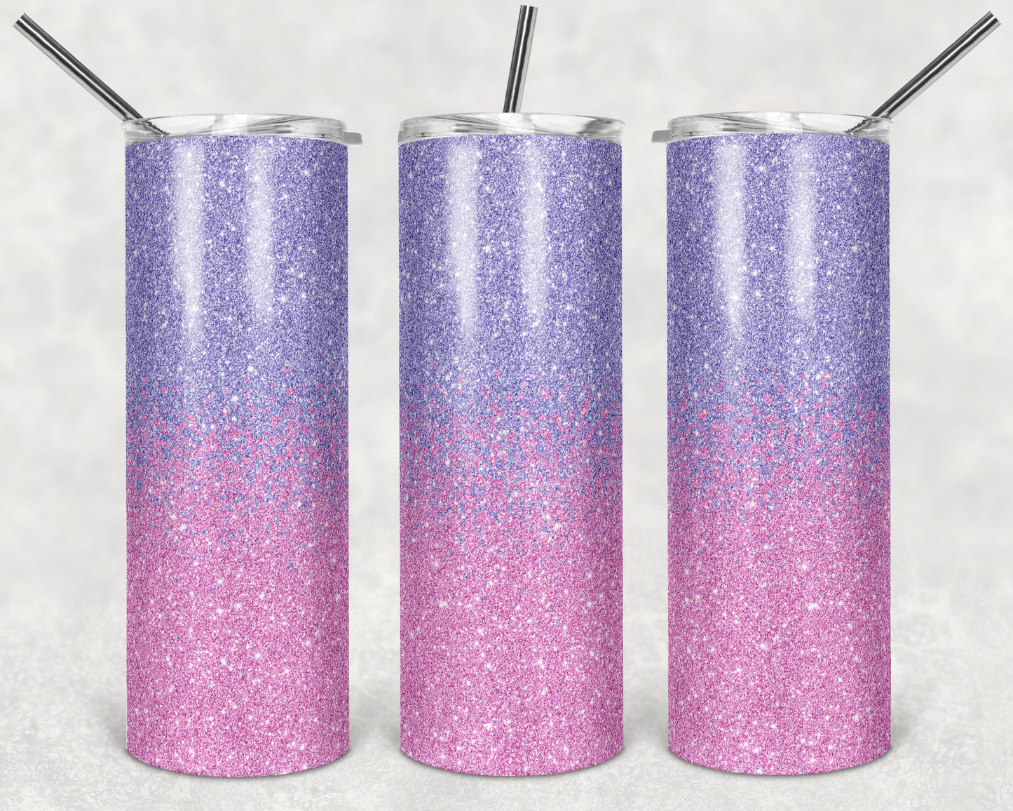20 oz Skinny Tumbler Sublimation Design Template Glitter Ombre Lavender Purple Pink Straight Warped Design