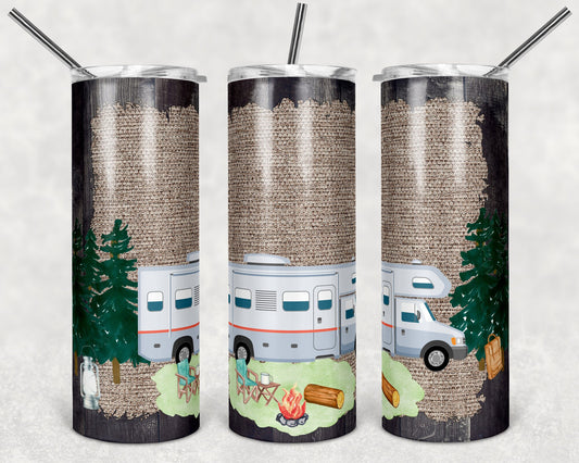20 oz Skinny Camping Camp Class C Motorhome Sublimation Design Print Transfer