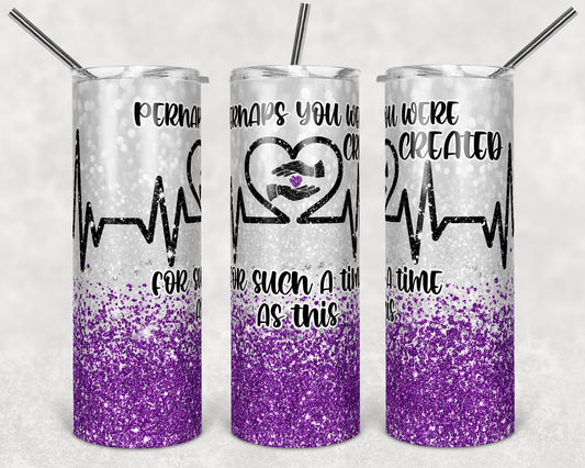 20 oz Skinny Tumbler Sublimation Design Template Glitter Nurse Purple Caregiver Inst tumblers