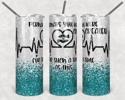 20 oz Skinny Tumbler Sublimation Design Template Glitter Nurse Teal Caregiver Inst tumblers