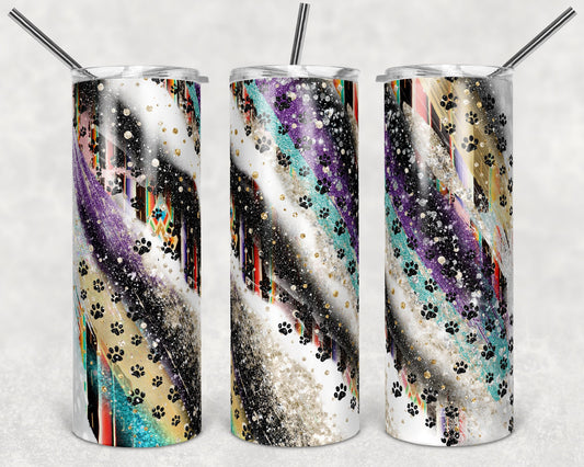 20 oz Skinny Tumbler Sublimation Template Agate Milky Way Paw serape Straight Design