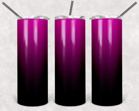 20 oz Skinny Tumbler Sublimation Ombre pink black ombre Straight and Warped Design