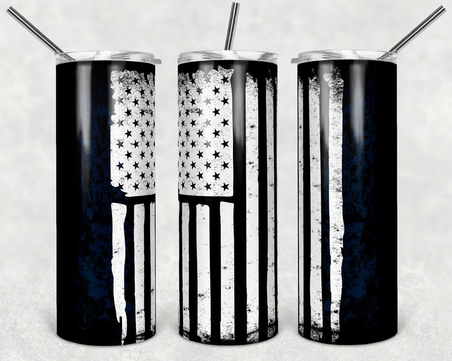20 oz Skinny Tumbler Distressed Flag White Sublimation Design Print Transfer