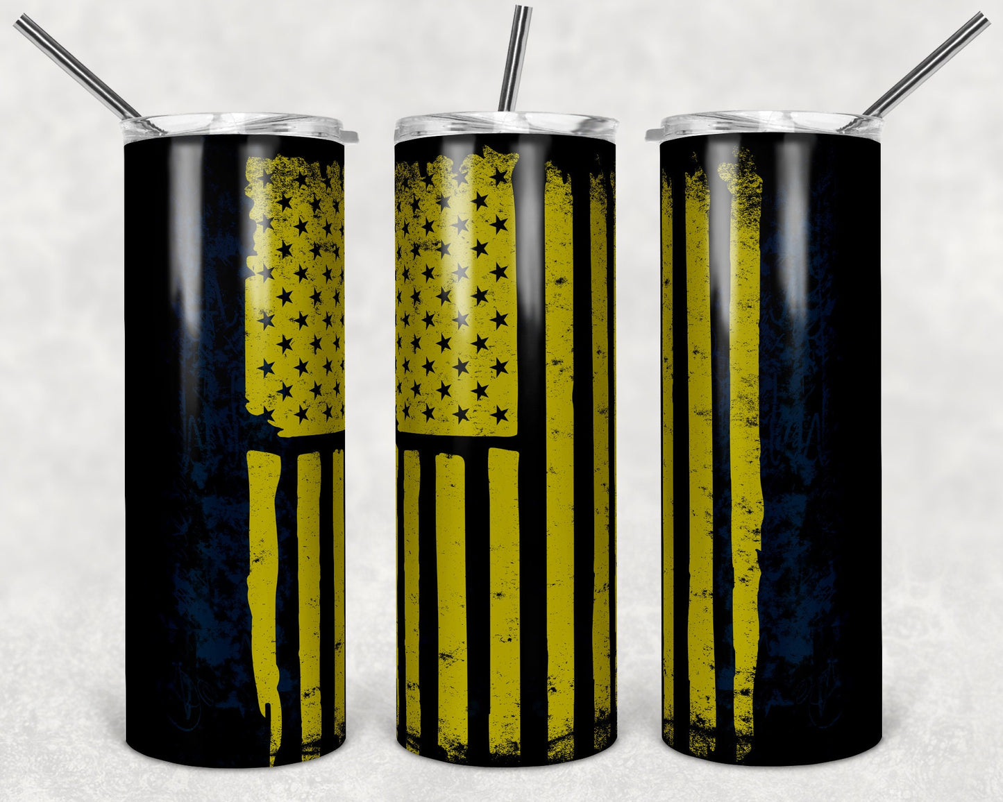 20 oz Skinny Tumbler Distressed Flag yellow Sublimation Design Print Transfer
