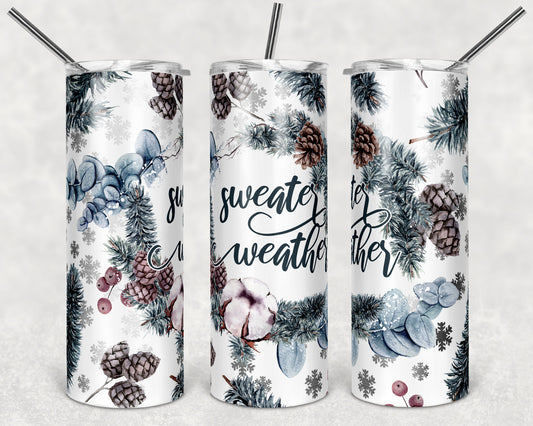 20 oz Skinny Tumbler Winter Sweater Weather Sublimation Design Print Transfer