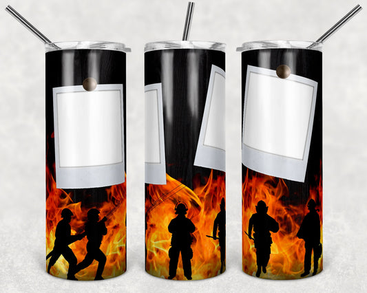 20 oz Skinny Tumbler Sublimation Design Template Firefighter Fire Dept Photo Picture