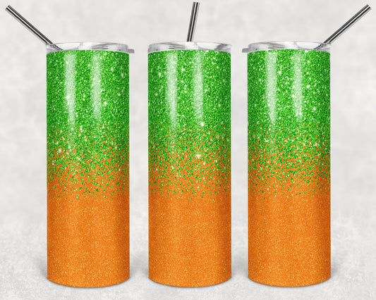 20 oz Skinny Tumbler Sublimation Design Template Glitter Ombre Lime Orange Straight Design