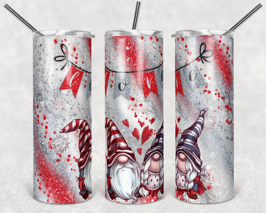 20 oz Skinny Tumbler Sublimation Design Template Gnome Valentines Day milkyway glitter Love Straight Design tumblers