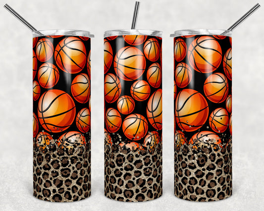 20 oz Skinny Tumbler Blank Leopard Gold Confetti Spo Basketball Sublimation Design