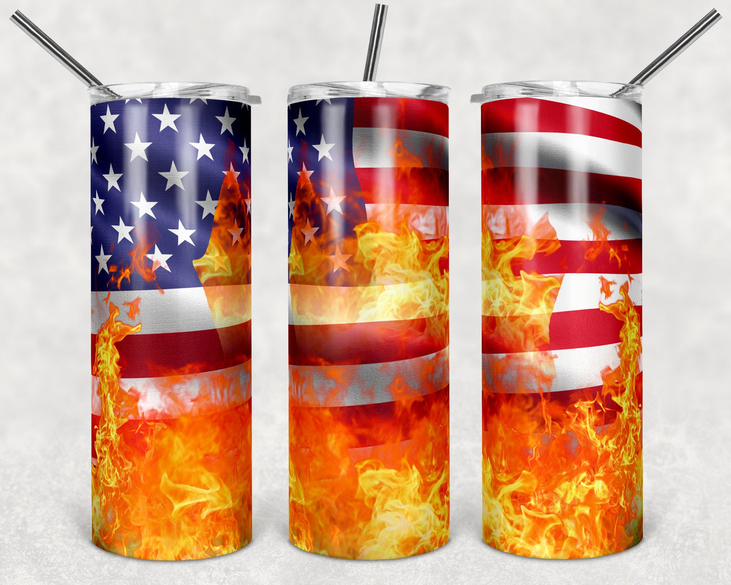 20 oz Skinny Tumbler Sublimation Design Template Firefighter Fire EMS Rescue Flag