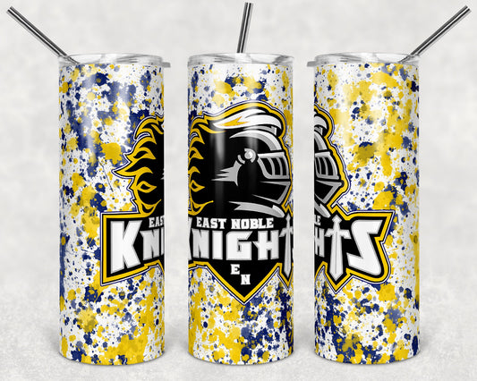 20 oz Skinny Tumbler Sublimation Design Template Knights Power Wash School Logo Straight Warped Design