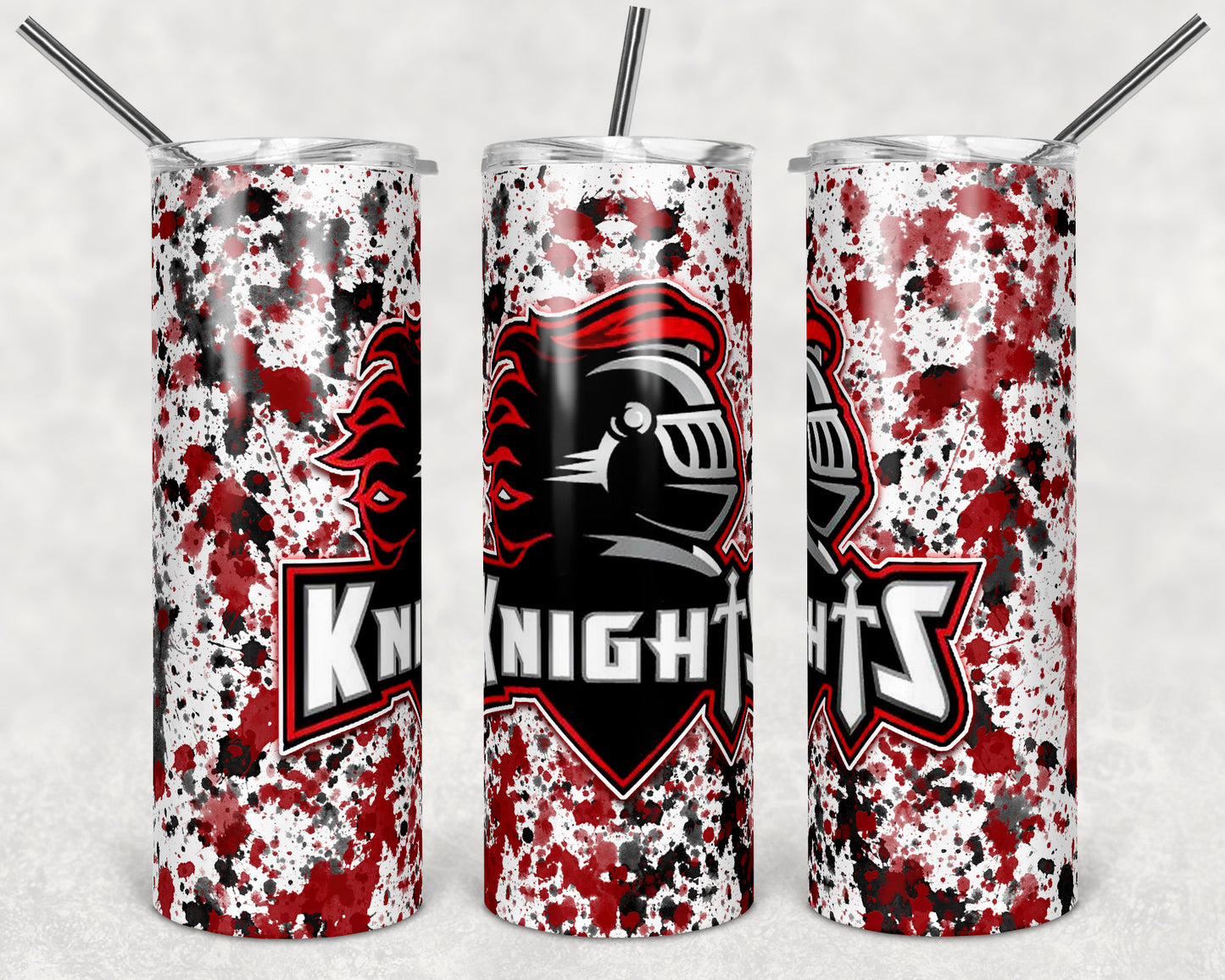 20 oz Skinny Tumbler Sublimation Design Template Knights Power Wash School Logo Straight Design