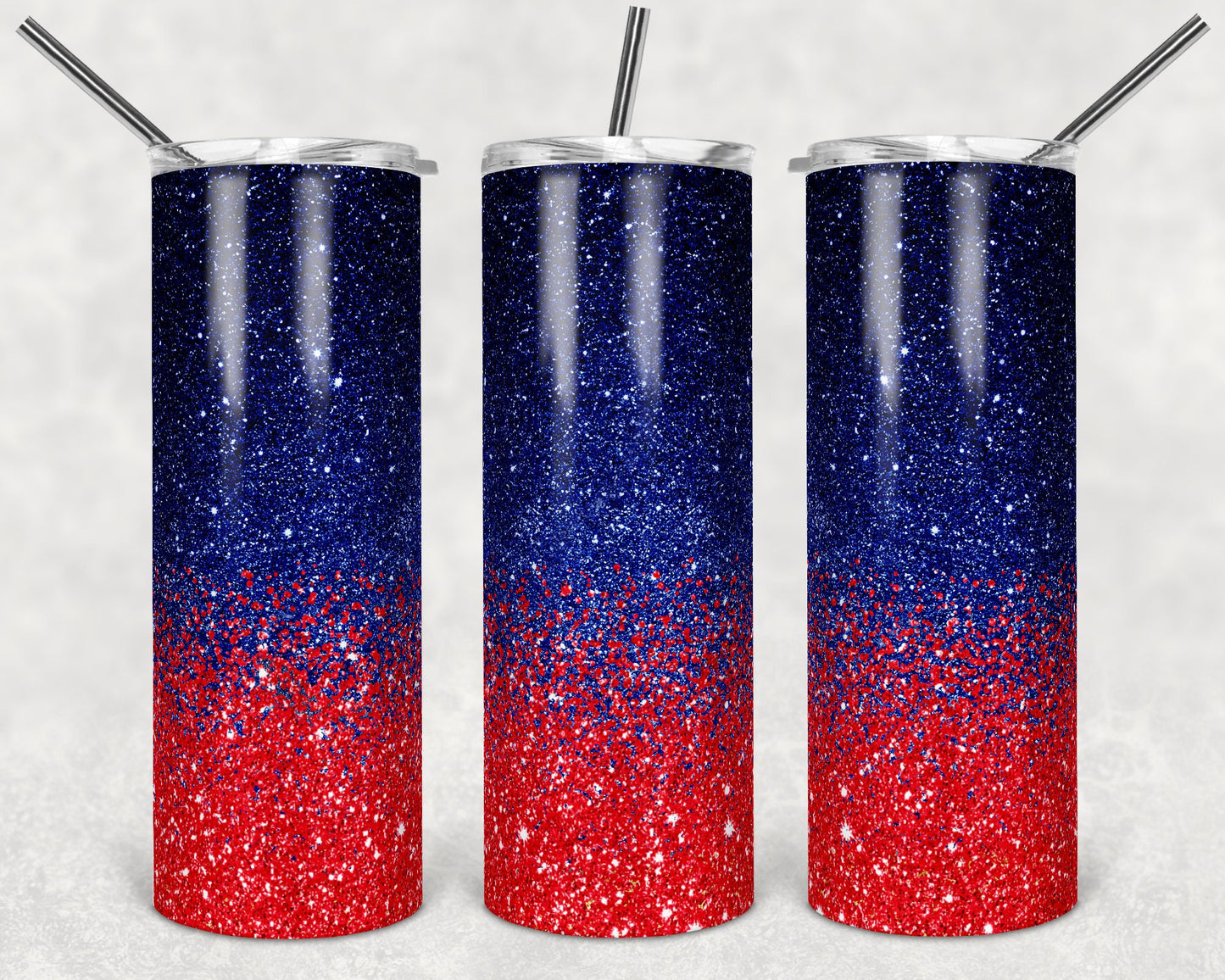 20 oz Skinny Tumbler Sublimation Design Template Glitter Ombre Navy Red Color Straight Warped Design